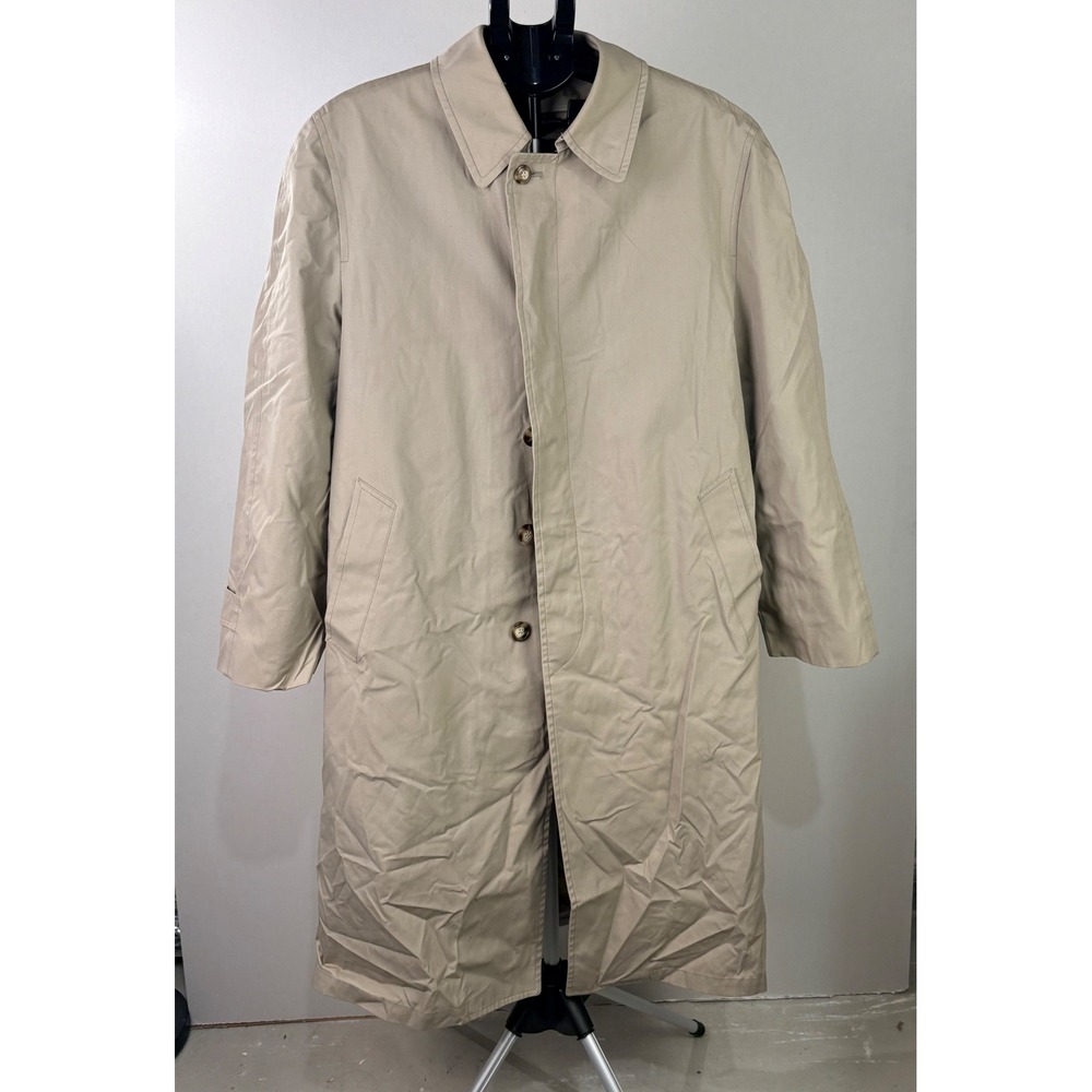 London Fog Mens Tan Trench Coat Wamsutta Thinsulate Liner 42‎ Reg Made in USA